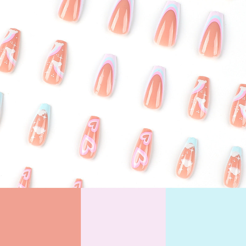 Creative Nail Art with Heart and Cloud Design Kalsten