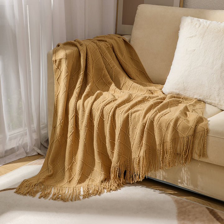 Textured Knitted Throw Blanket