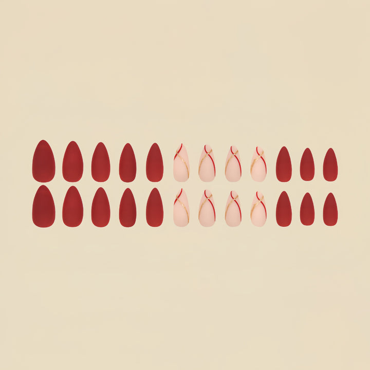 Artistic Press-On Nail Set with Luxe Metallic Accents Kalsten