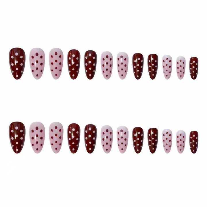 Artifical nail set with playful polka dot design and elegant accents Kalsten