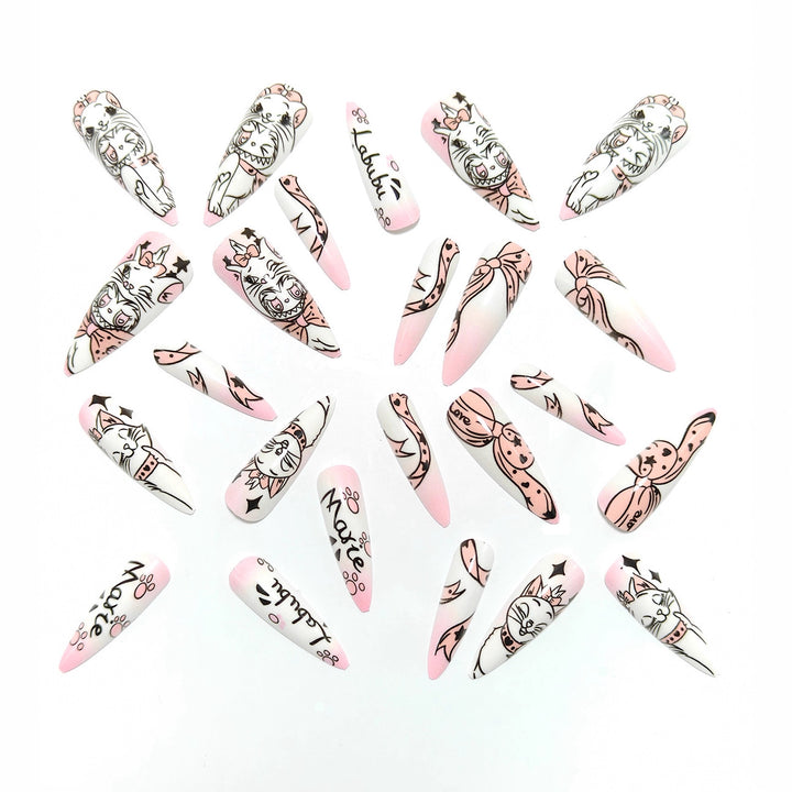 Playful artificial nails with cat designs Kalsten