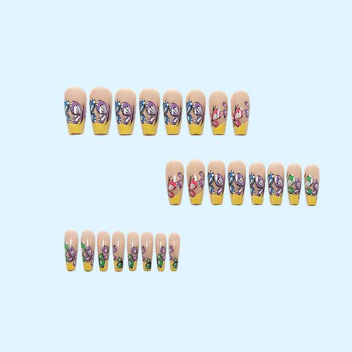 Colorful artificial nails with butterfly design Kalsten