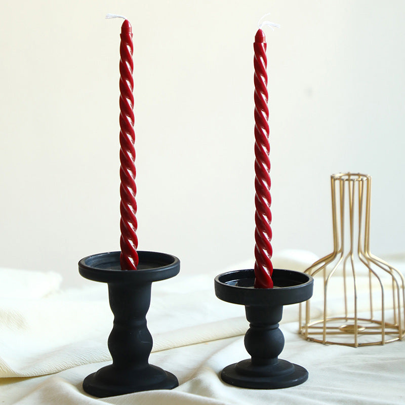 Twisted Spiral Taper Candle Pair Decorative Scented Home Accent