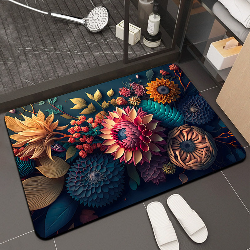 Floral Design Memory Foam Bath Mat Kalsten