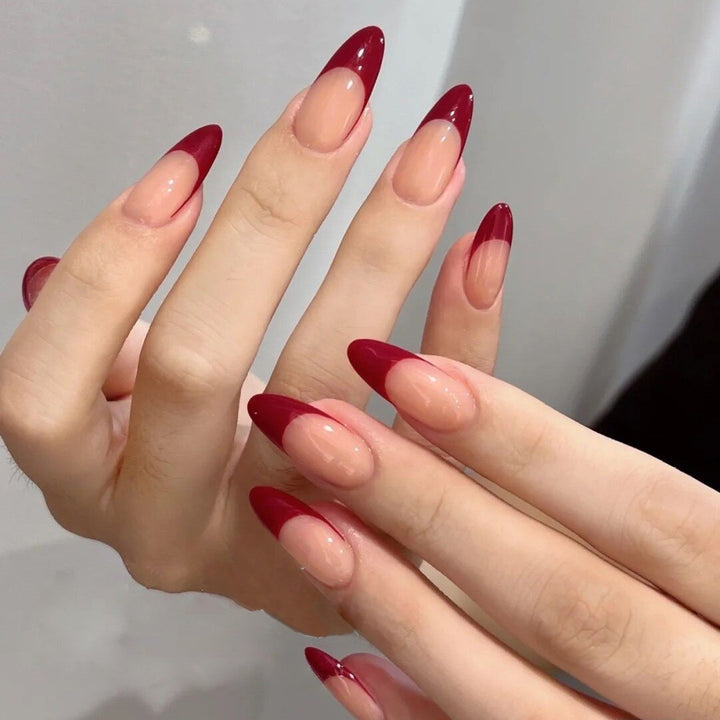Elegant Stiletto French Tip Press-On Nails Kalsten