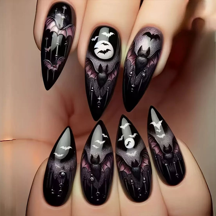 Halloween Artificial Nail Set with creepy bat designs Kalsten