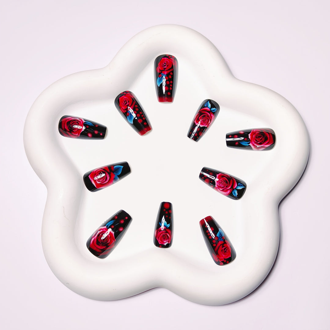 Elegant and Creative Art Nails with Rose Design Kalsten