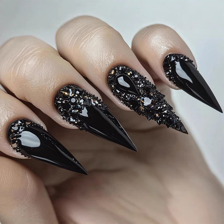 Artificial nails in elegant stiletto design with sparkling rhinestone appliqués Kalsten