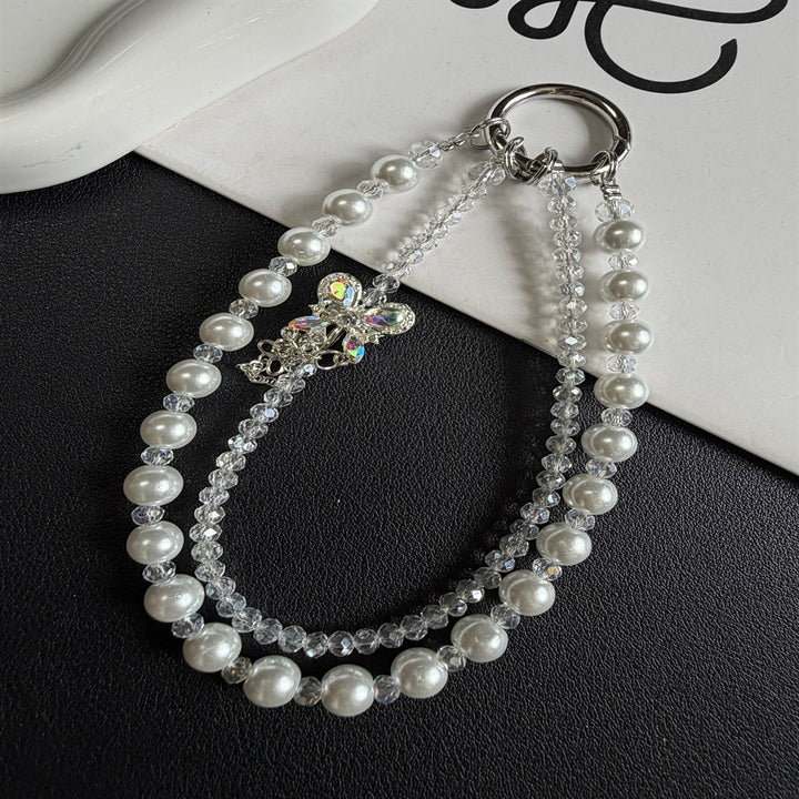 Elegant Pearl and Crystal Charm Phone Lanyard Kalsten