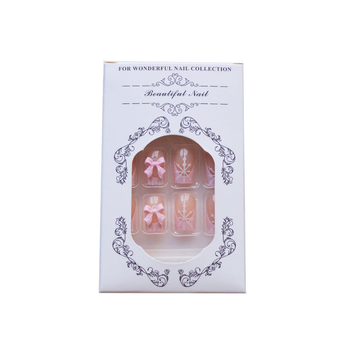Artistic Press-On Nail Set with Floral and Snowflake Designs