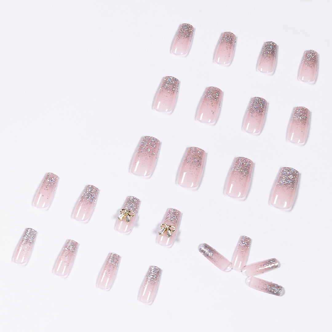 Artful Nail Extensions with Glitter and Decoration Kalsten