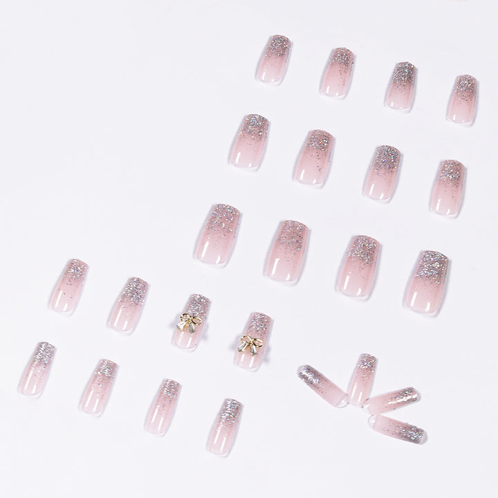 Artful Nail Extensions with Glitter and Decoration Kalsten