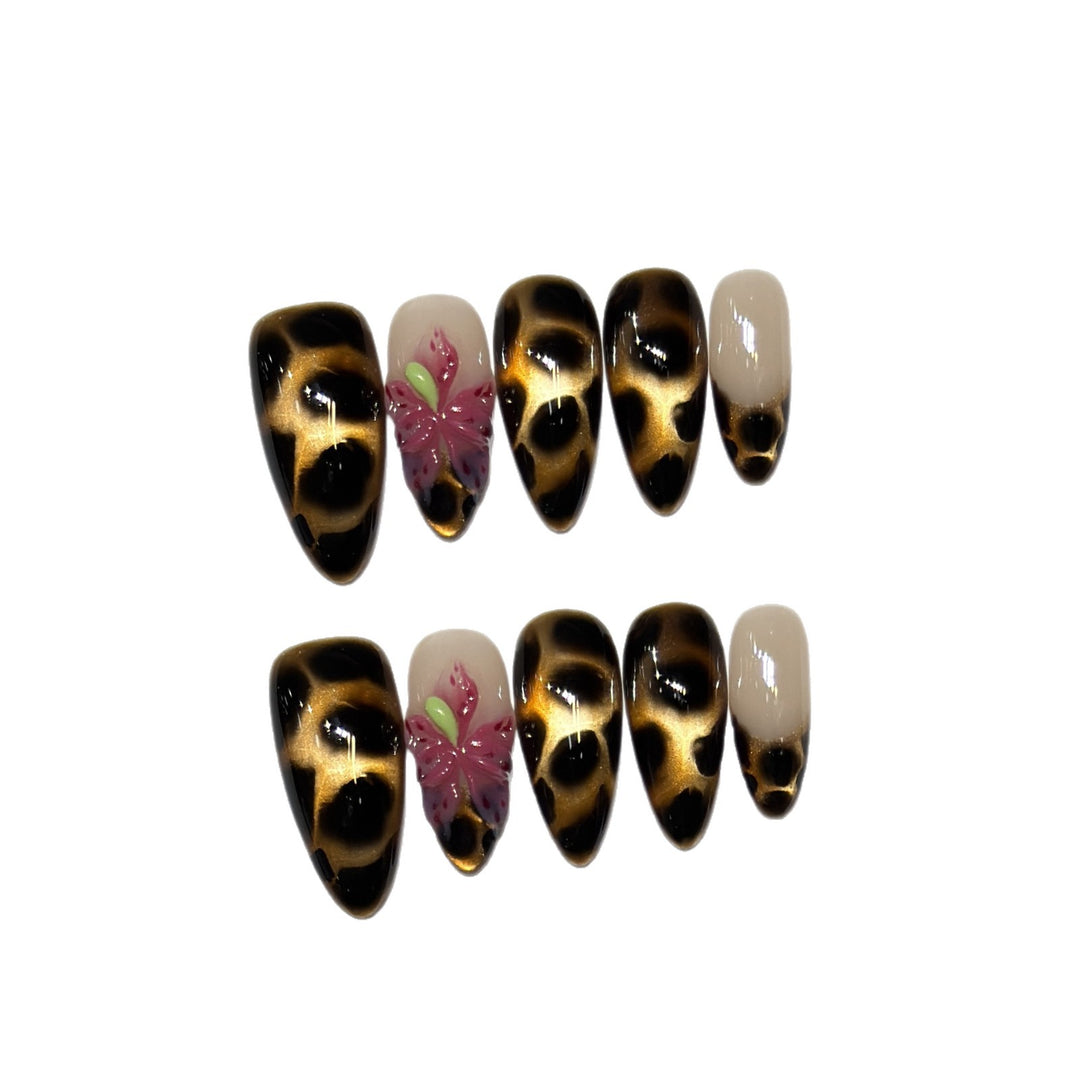 Artistic Stiletto Nail Tips with Floral Design Kalsten