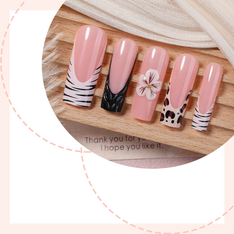 Artistic Nail Art Press-On Set with Floral and Animal Patterns kalsten