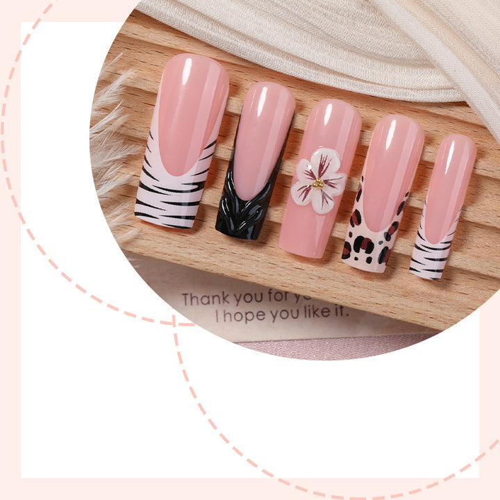 Artistic Nail Art Press-On Set with Floral and Animal Patterns kalsten