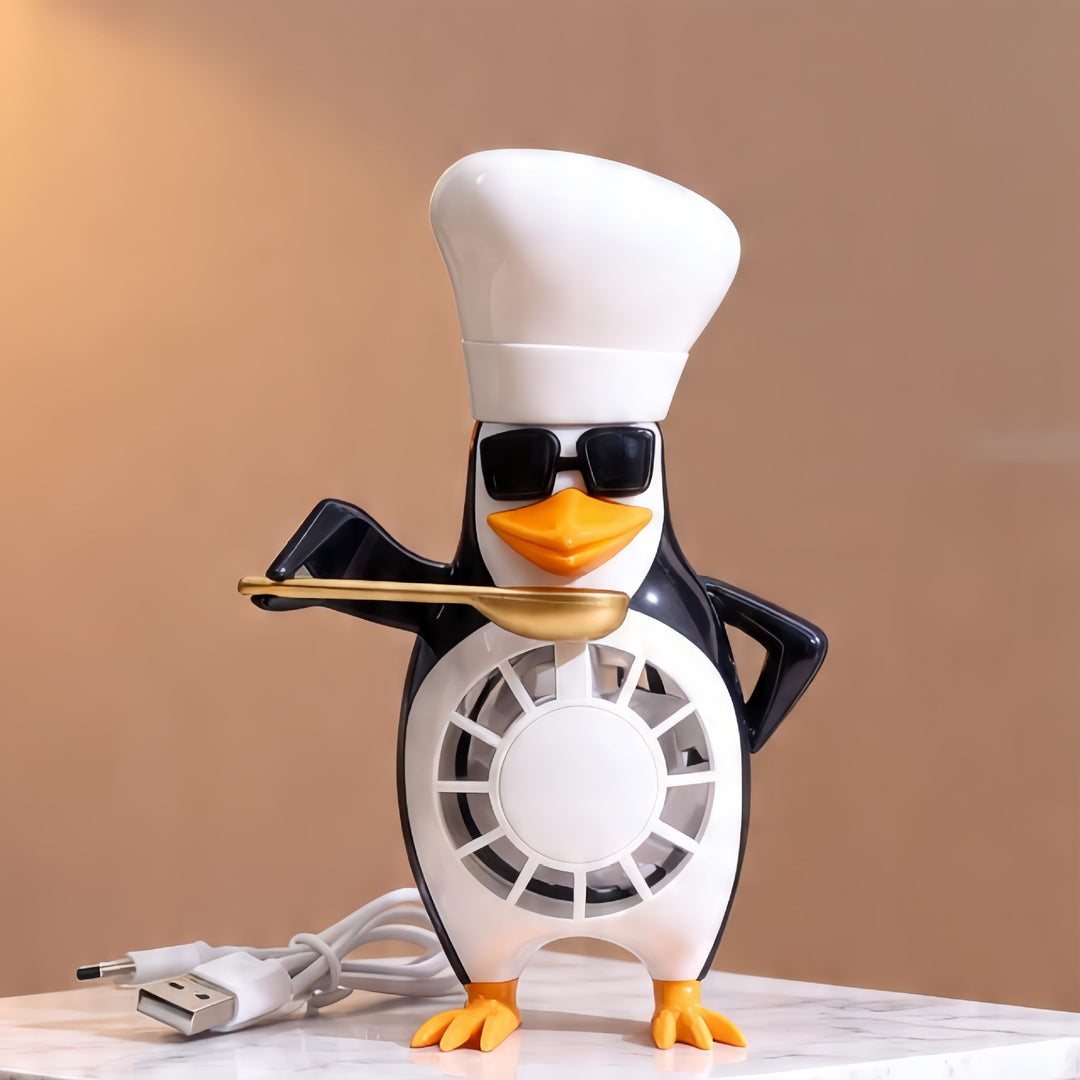Ladies table fan in modern penguin design Kalsten