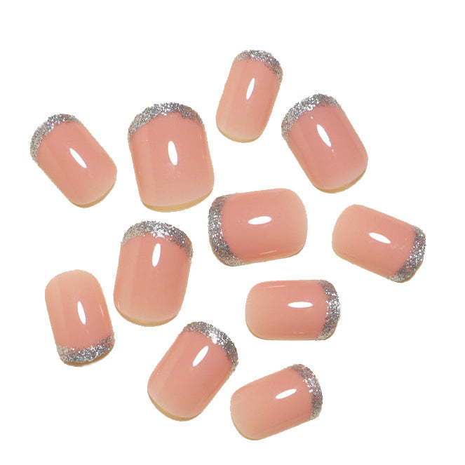 Sparkling French Tip Press-On Nails Kalsten
