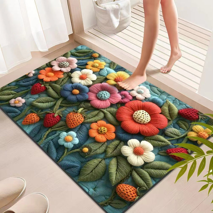 Floral Textured Indoor Mat Kalsten