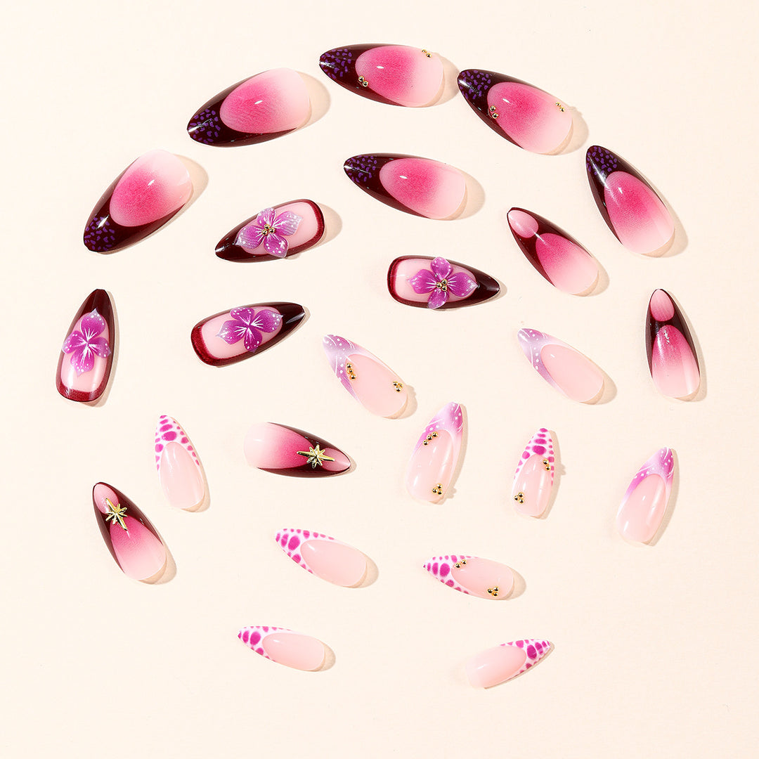 Floral-Accent Stiletto Nail Art Extensions Kalsten