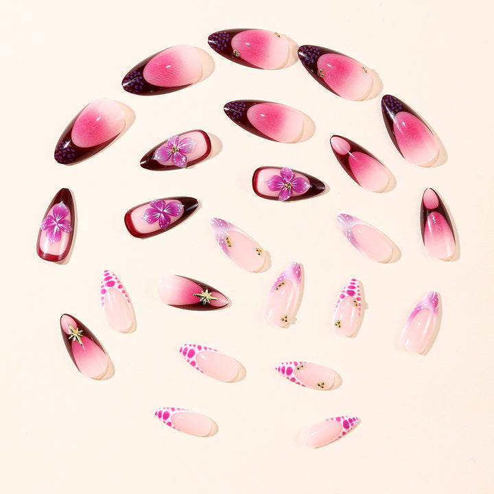 Floral-Accent Stiletto Nail Art Extensions Kalsten