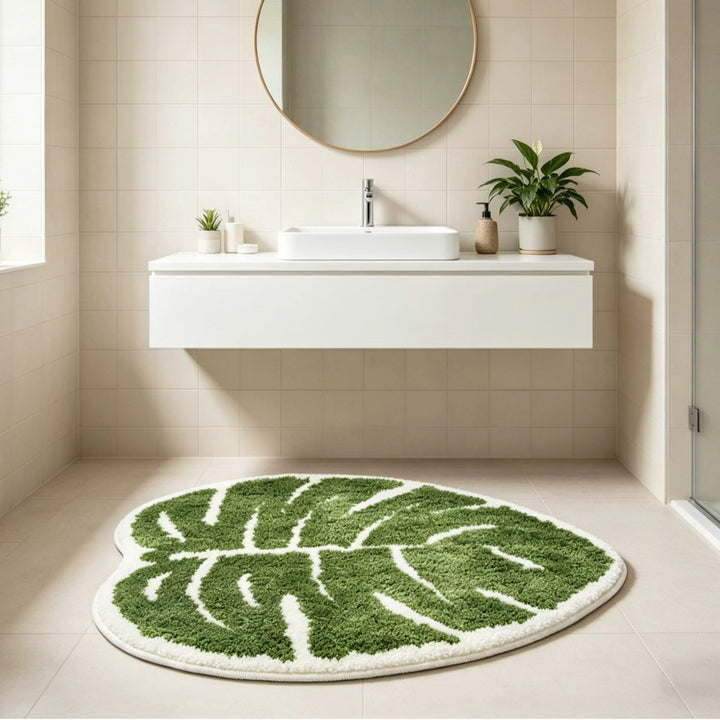 Plush Leaf-Shaped Area Rug