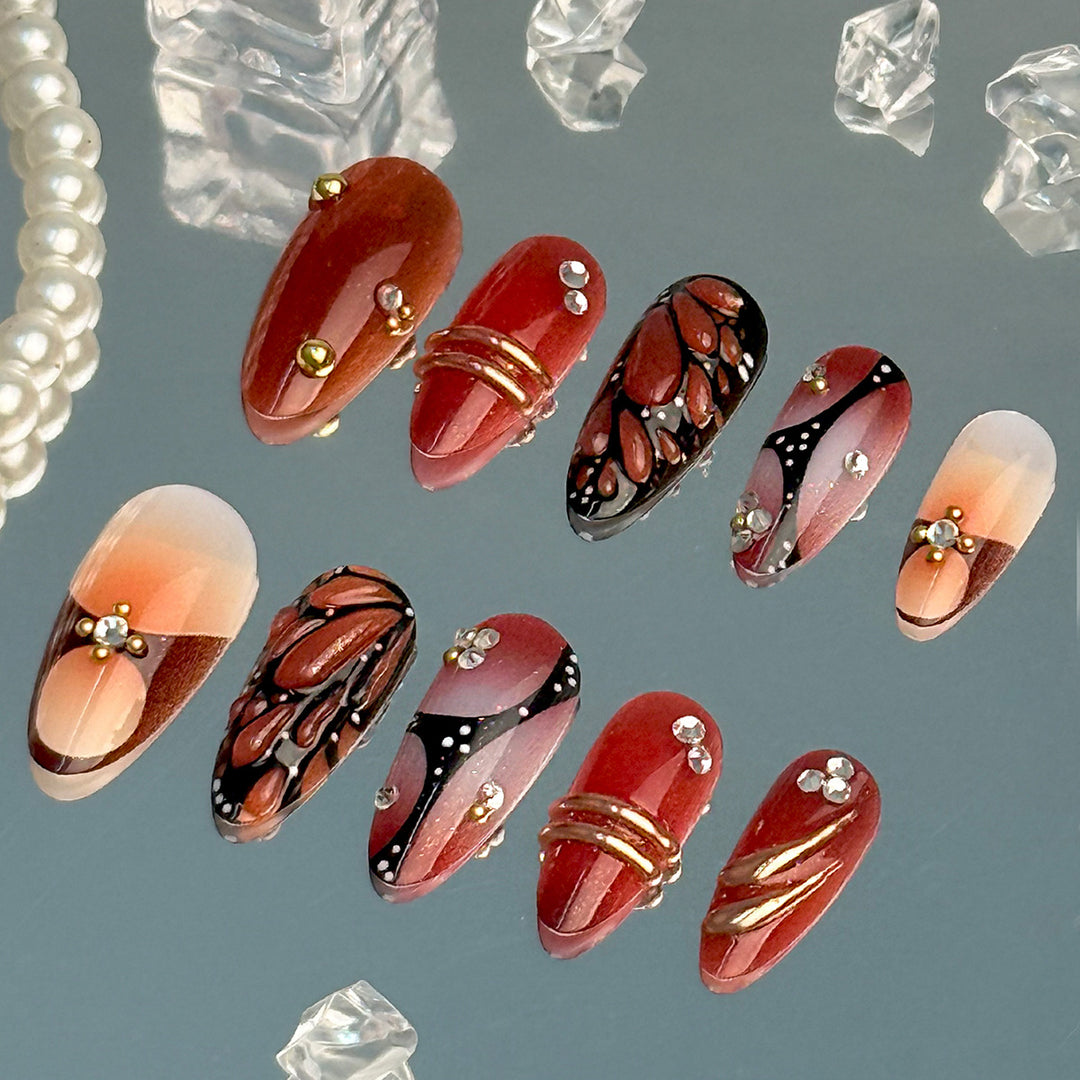 Artificial Nails with Luxurious Decorations Kalsten
