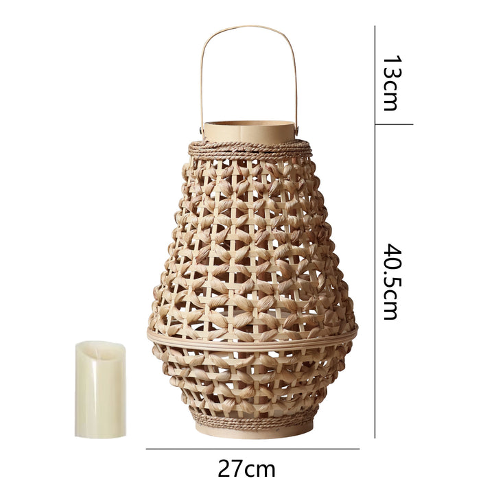 Elegant lantern made of braided rattan Kalsten