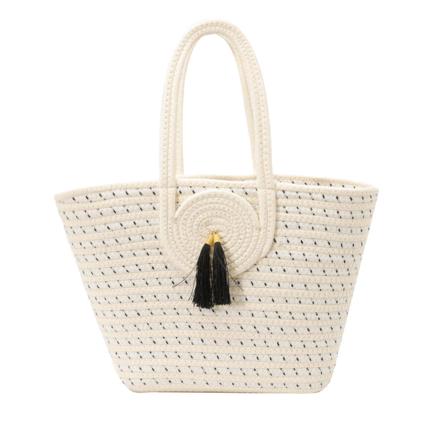 Striped Woven Beach Tote
