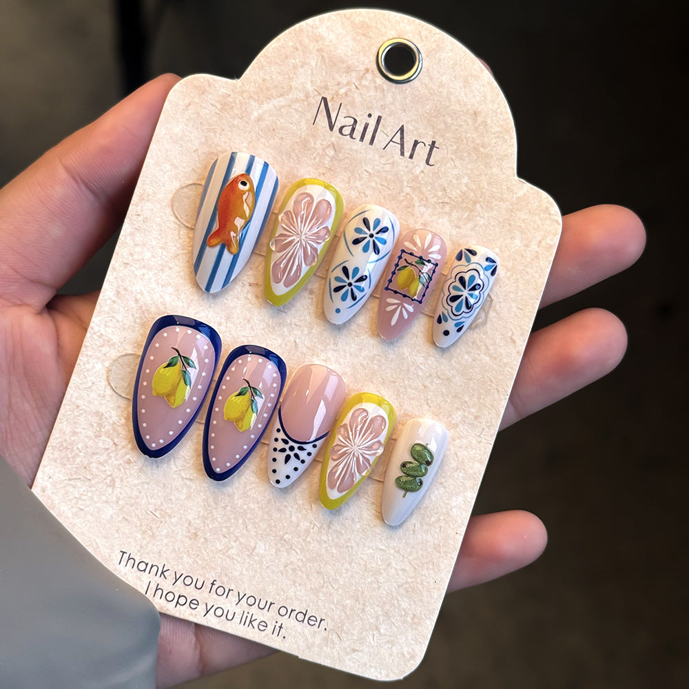 Artistic Sea-Themed Press-On Nail Set Kalsten