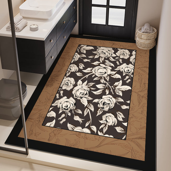Floral Design Bathroom Mat