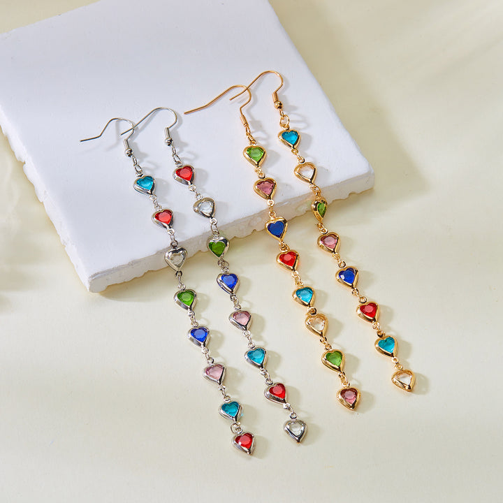 Dazzling Heart-Shaped Drop Earrings Kalsten
