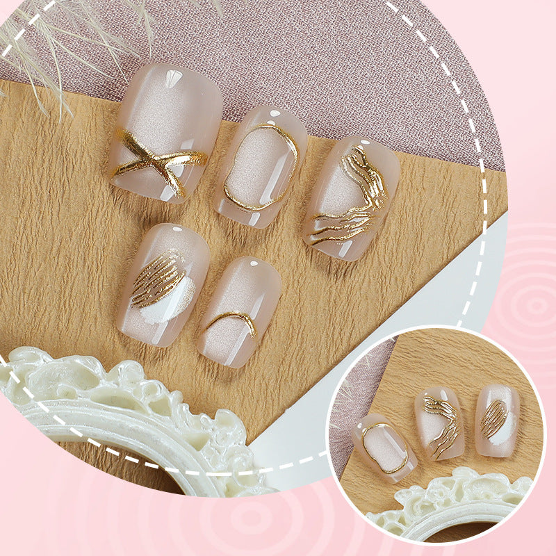 Luxury Gold-Accented Press-On Nail Set