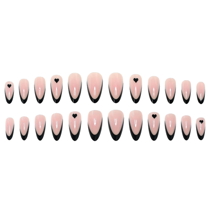 Elegant Stiletto Press-On Nail Tips with Heart Accents
