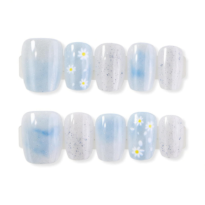 Artistic Press-On Nail Set with Floral Accents Kalsten 1788497744