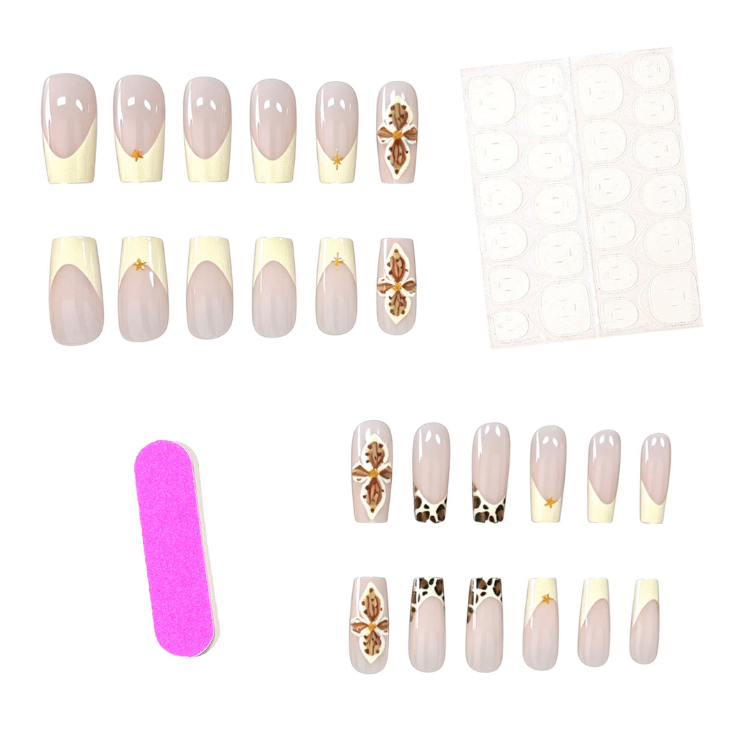 Decorative Acrylic Nail Extensions with Floral and Leopard Design Kalsten