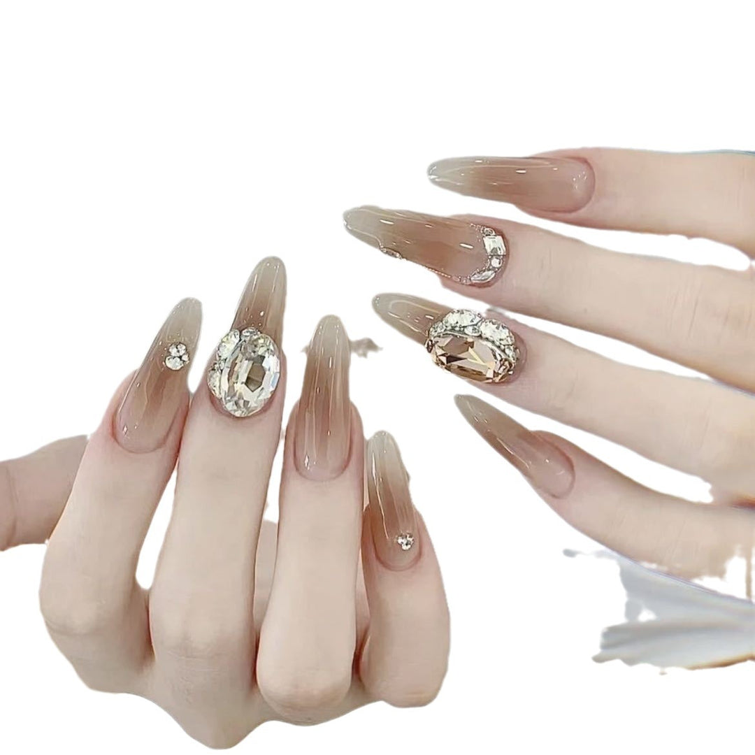 Artistic Premium Press-On Nail Art Set with Crystal Accents Kalsten