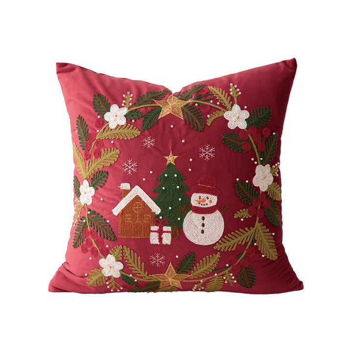 Christmas embroidered decorative cushion cover with bead application Kalsten
