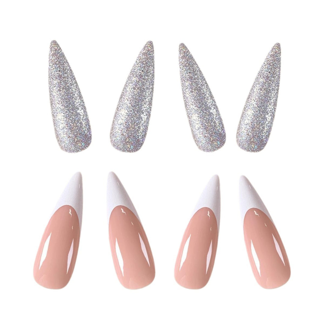 Glamorous Stiletto Nail Extensions with Glitter