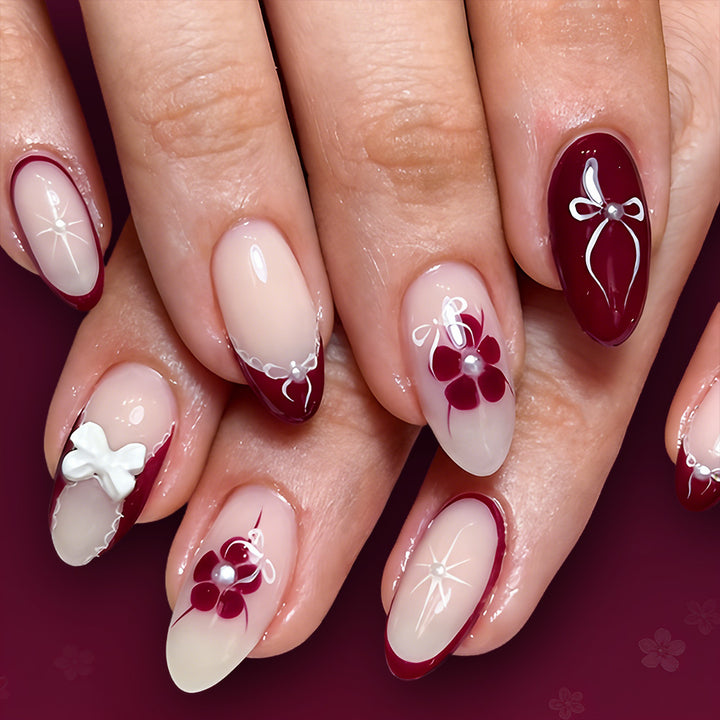 Artistic 3D Floral Press-On Nails Kalsten