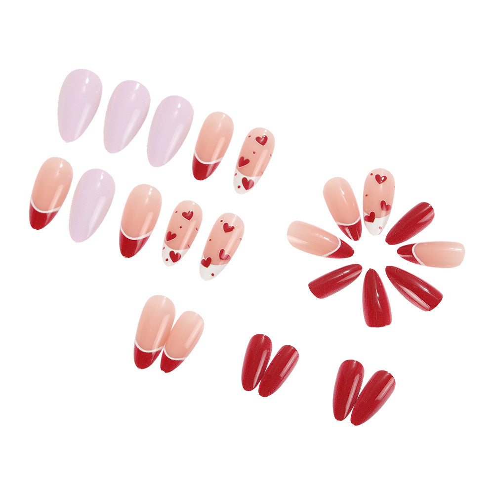 Artificial nails set with romantic heart designs Kalsten