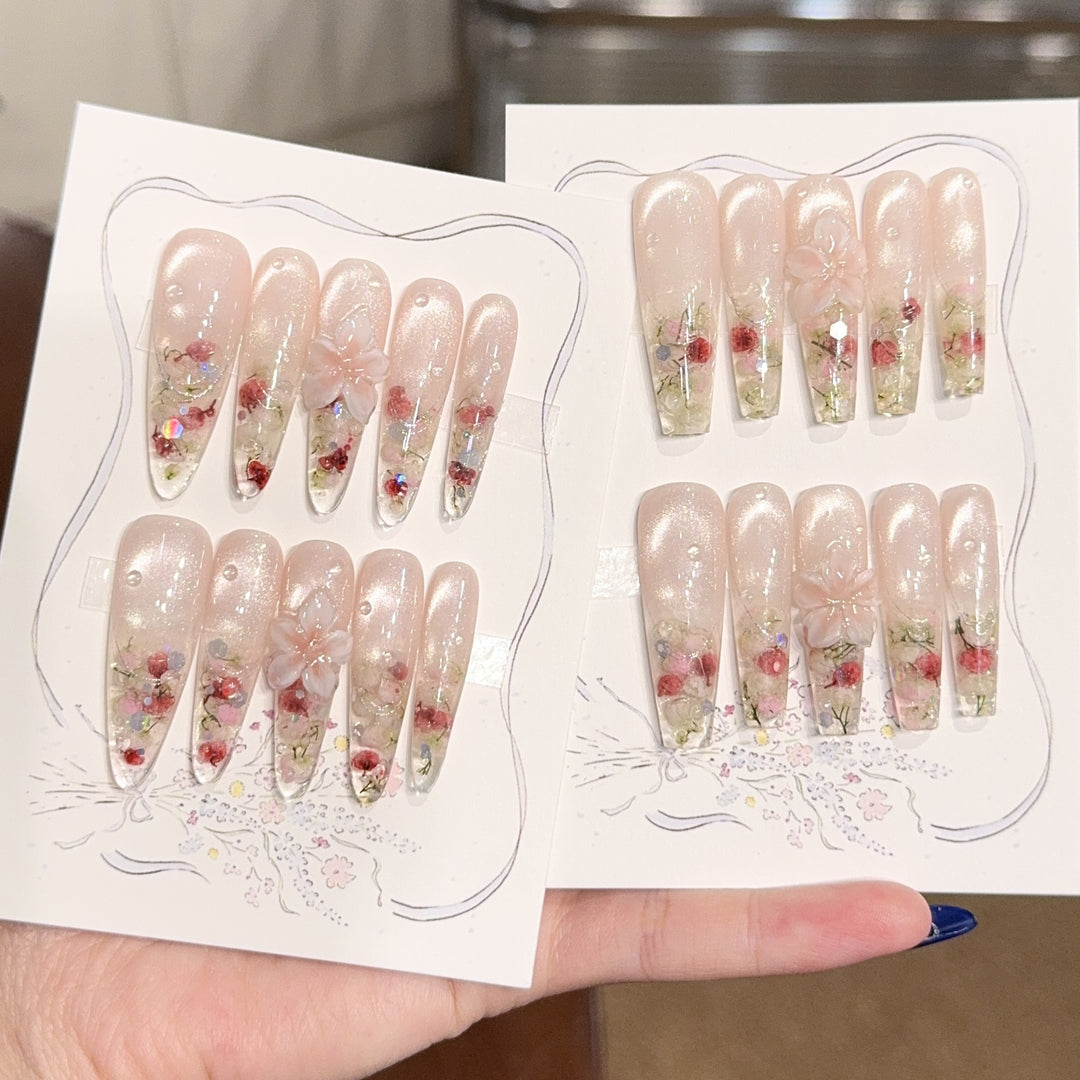 Artificial nail tips with floral details Kalsten
