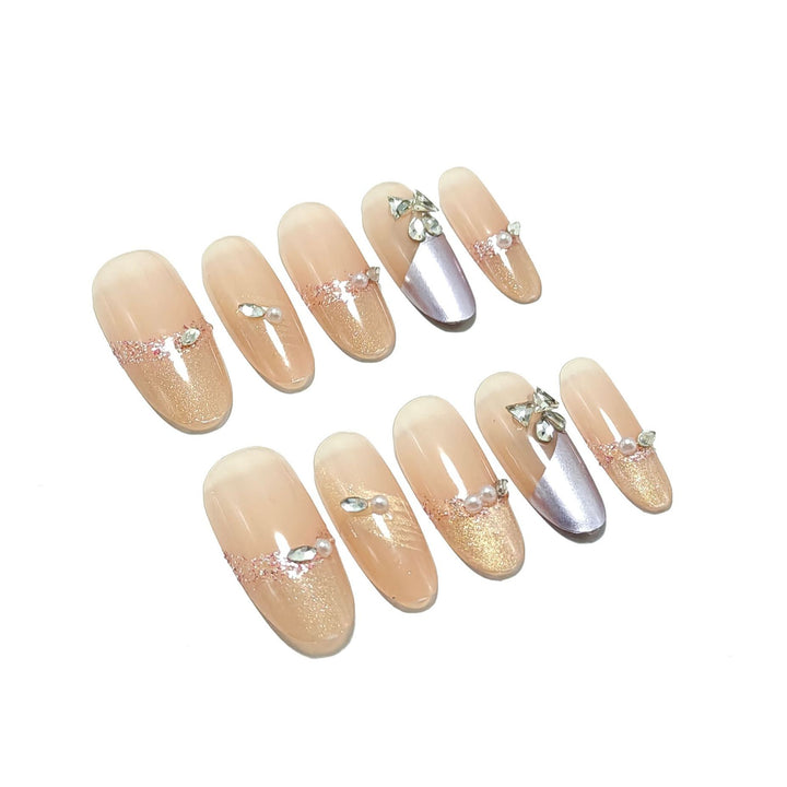 Glamorous Nail Set with Rhinestones Kalsten