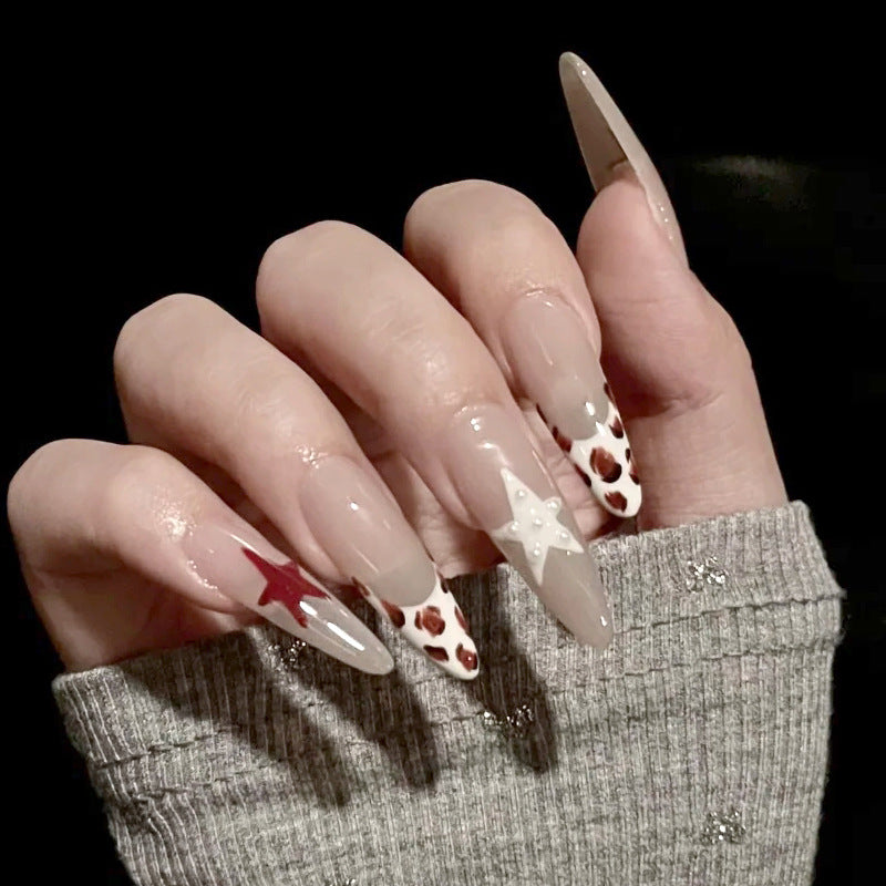 Artistic Stiletto Press-On Nails with Star and Animal Patterns Kalsten