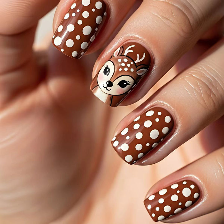 Artistic 3D Reindeer-Themed Nail Art Kalsten