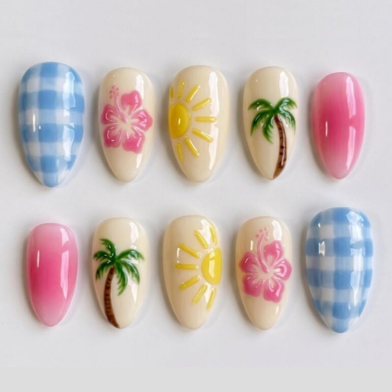 Tropical-Themed Press-On Nail Art Collection Kalsten