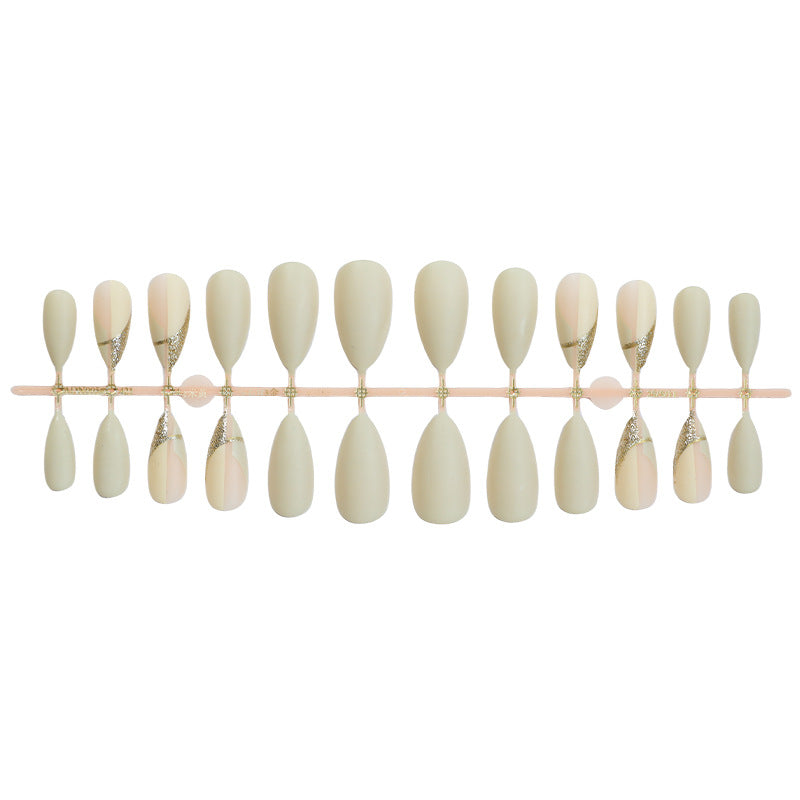 Elegant Press-On Nail Set with Artistic Gold Accents Kalsten