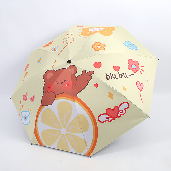 Women's Folding Umbrella with Playful Bear Design Kalsten