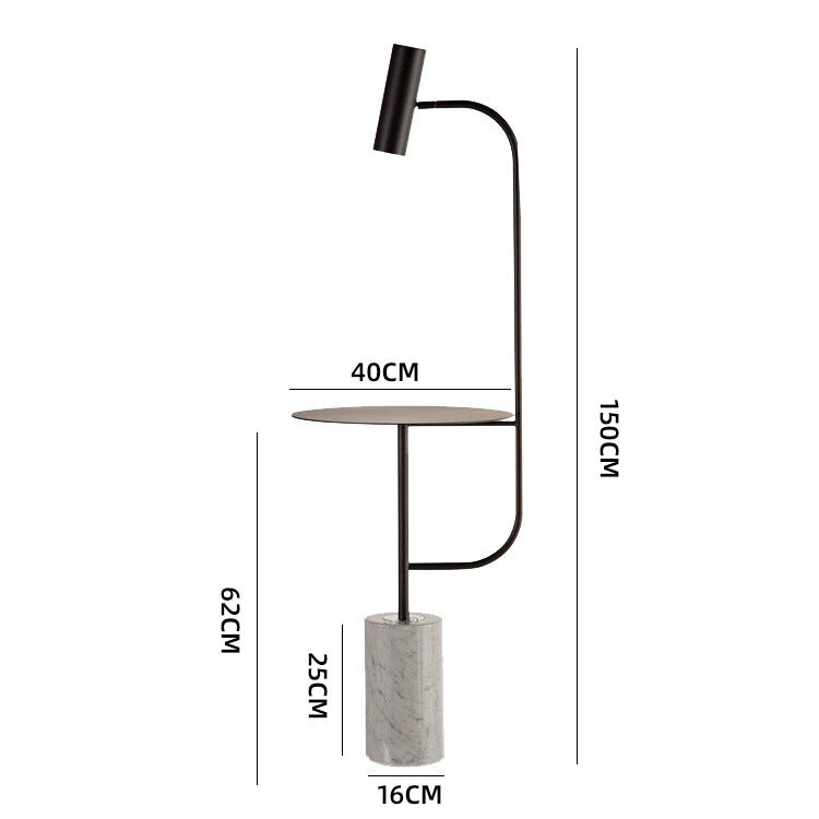 Modern Marble Base Floor Lamp with Integrated Side Table