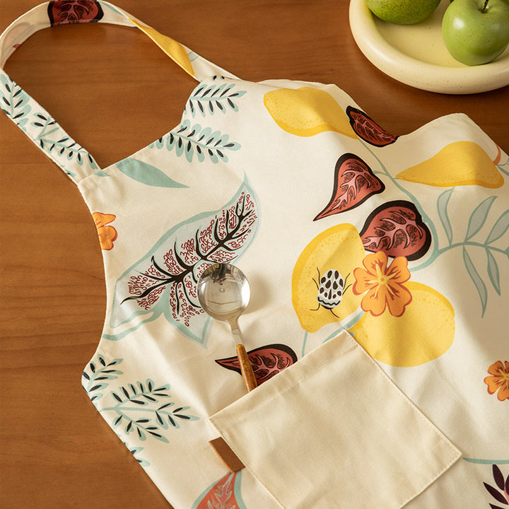 Cooking apron with adjustable neck strap, large front pocket, and lightweight cotton blend Kalsten
