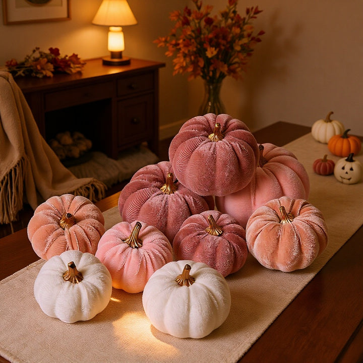 Samth Pumpkin Decoration Figure with Gold-colored Stem